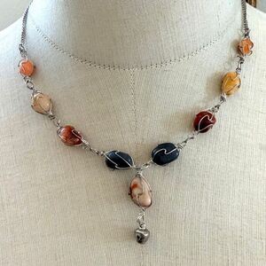 Artisan Wire Wrapped Mixed Jasper & Agate Necklace